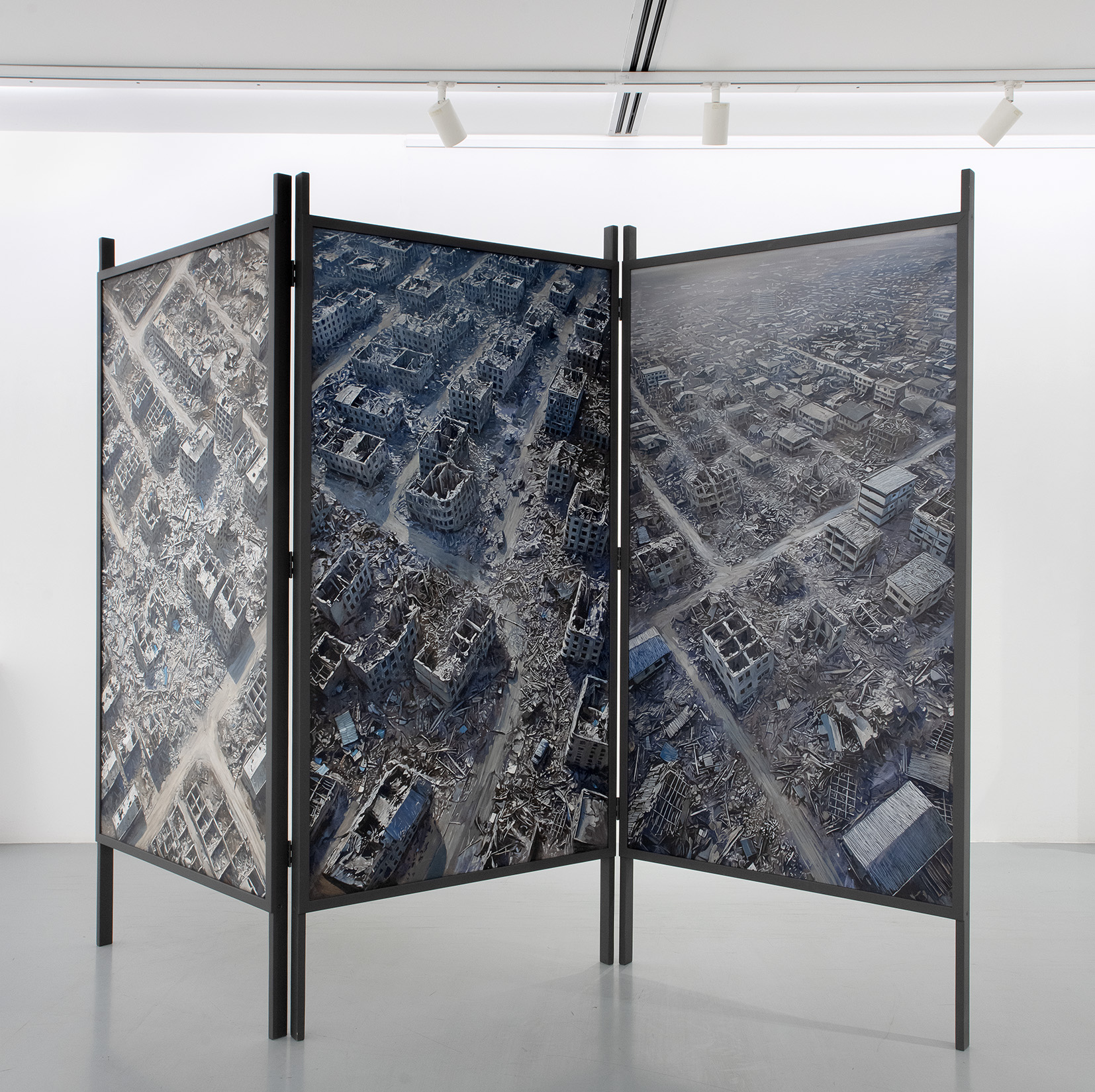 Screen (Paravan), 2025 - 26, oil on canvas with wooden frame, 200 x 280 cm (total)